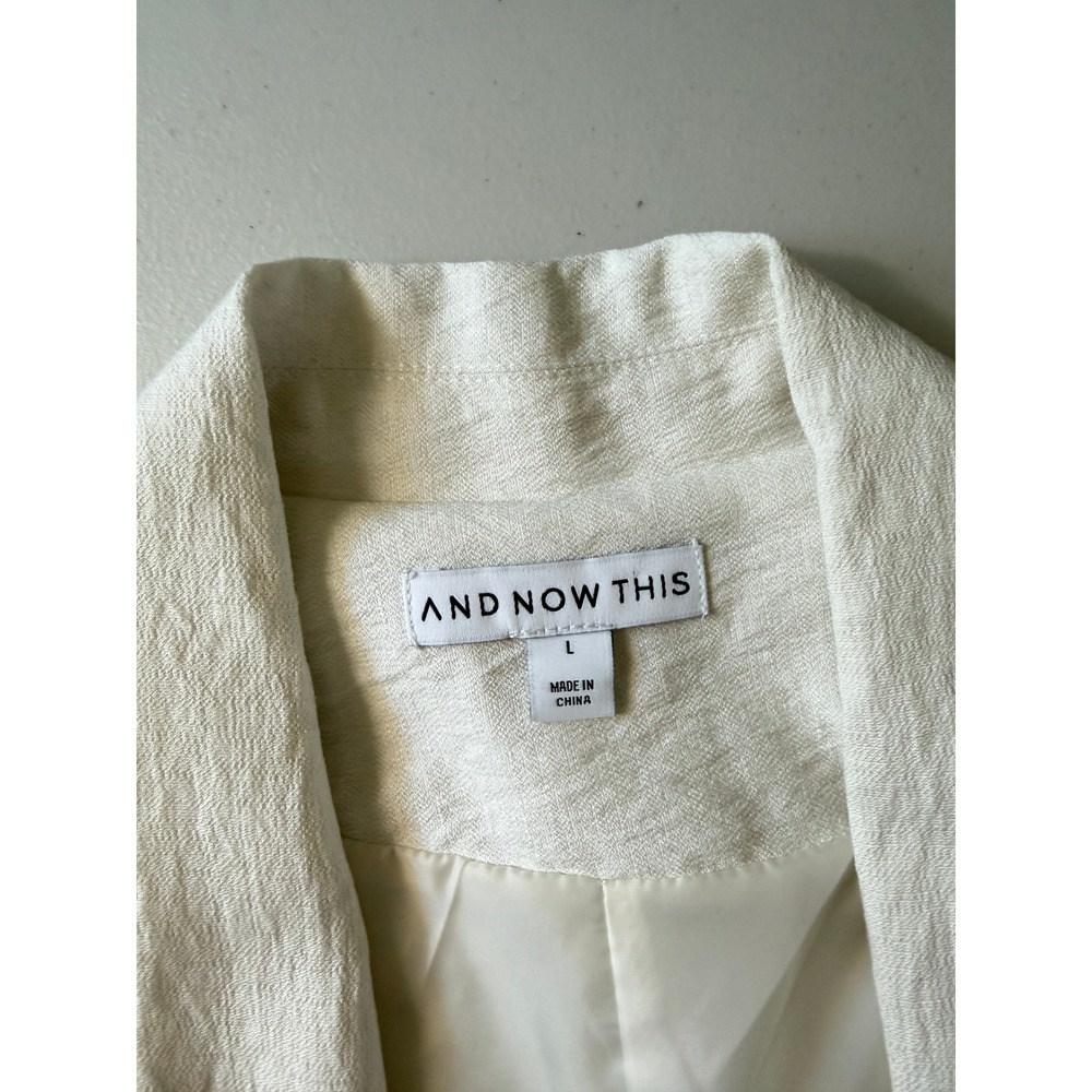 And Now This Womens Oversized One-Button Textured Blazer Cream Ivory Large L - Picture 4 of 10